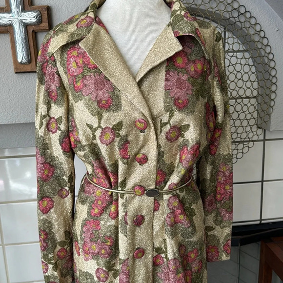 Custom handmade gold floral roses sparkle dress one of a kind small -medium fit - Picture 2 of 12